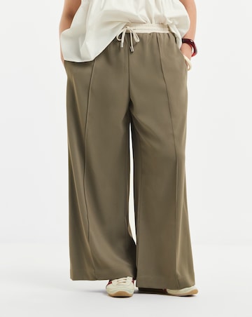 Simply Be Khaki Side Stripe Contrast Waistband Trouser