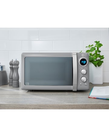 Swan Retro Grey Kettle, 4 Slice Toaster and Microwave Bundle