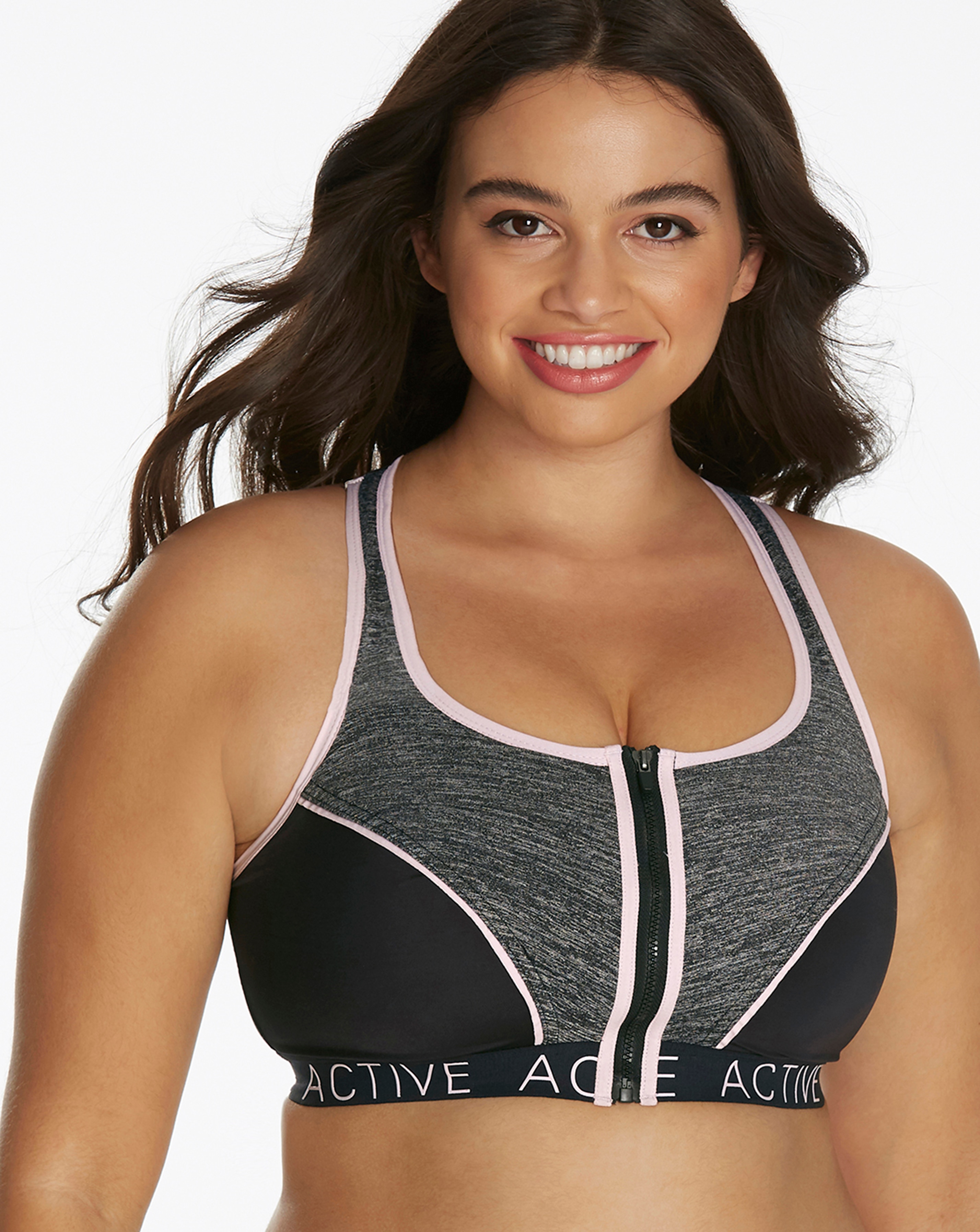 Pretty Secrets Zip Front Active Wear High Impact Sports Bra