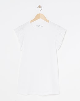 White Jersey Broderie Sleeve Vest