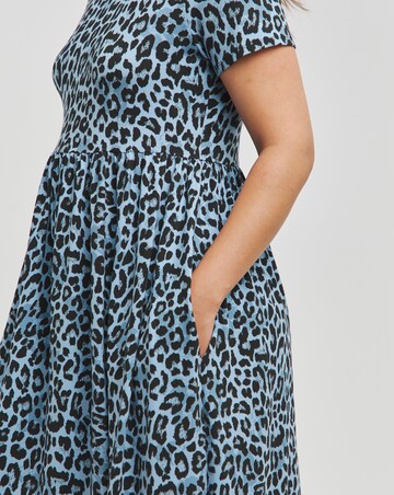 Blue Animal Supersoft Midi Dress With Pockets