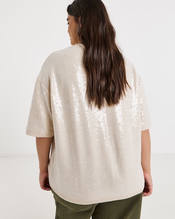 Cream Soft Touch Sequin Top