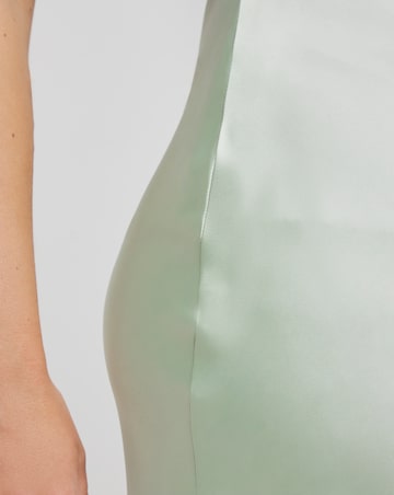 Flounce London Sage Green Heavy Satin Slip Maxi Skirt
