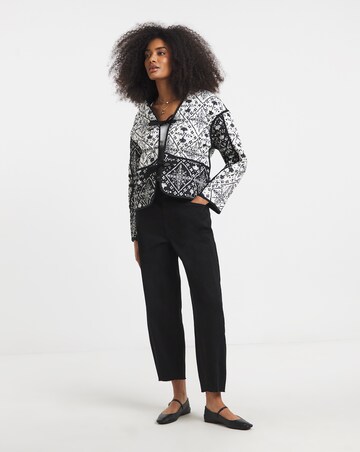 Simply Be Reversible Black & Mono Print Tie Front Jacket