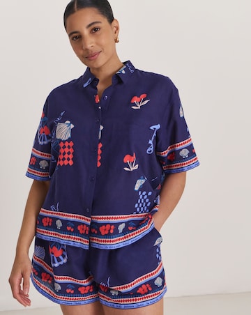 Simply Be Dolce Vita Cotton Shirt And Short Beach Co-ord