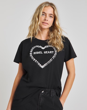 Religion Rebel Heart Hand Tie Dyed Embellished T-Shirt