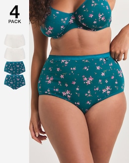 Slimma (4 Pack) Cotton Full Fit Knickers Floral