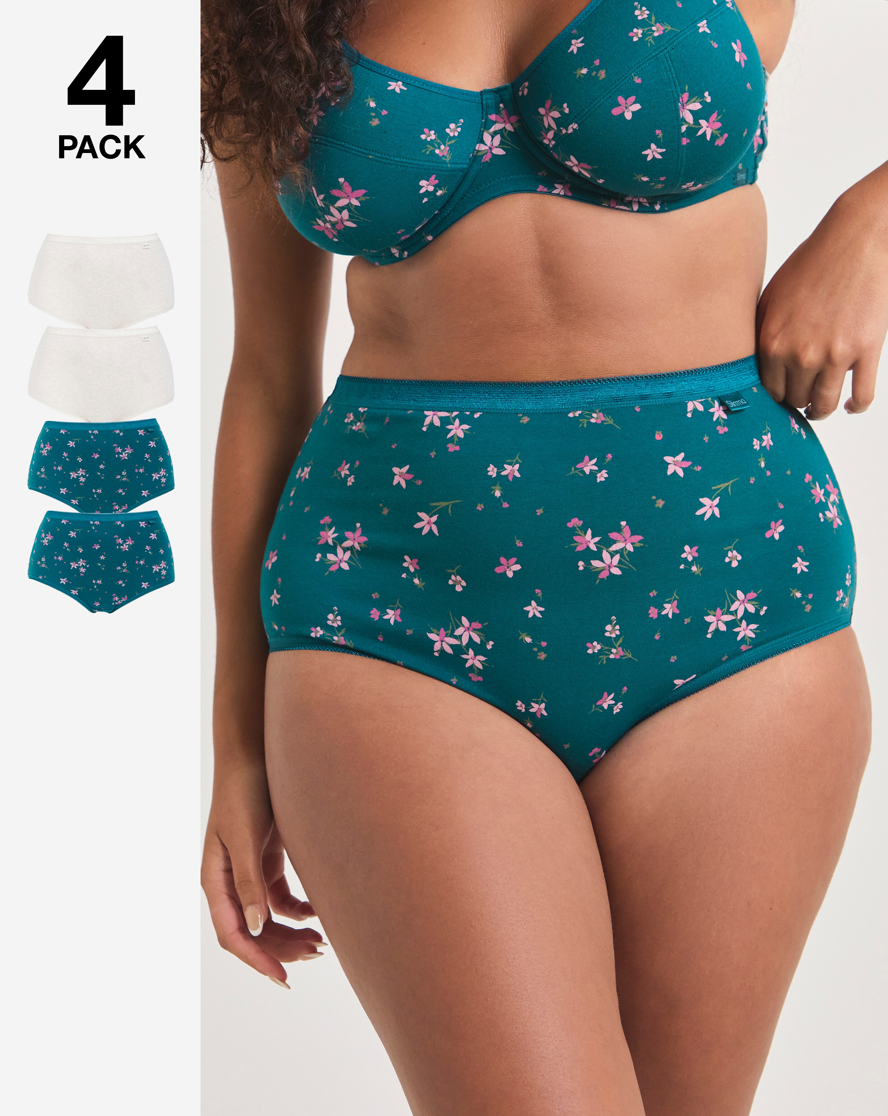 Slimma (4 Pack) Cotton Full Fit Knickers Floral
