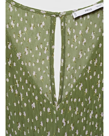 Mango Spot Print Midi Dress Green