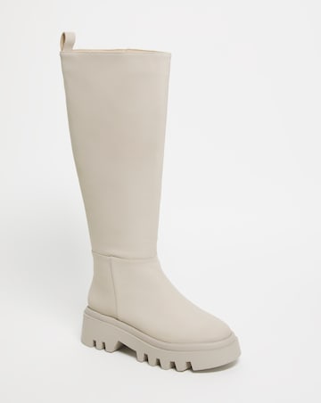Ronda Chunky Cleated Knee High Boots Wide Fit Standard Calf