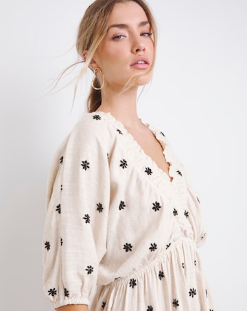 Simply Be Natural Embroidered Blend Midi Dress