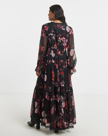 Simply Be Floral Lace Detail and Ladder Trim Maxi Dress