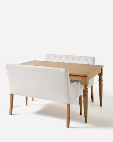 Margot Wooden Dining Table with 2 Mae Benches