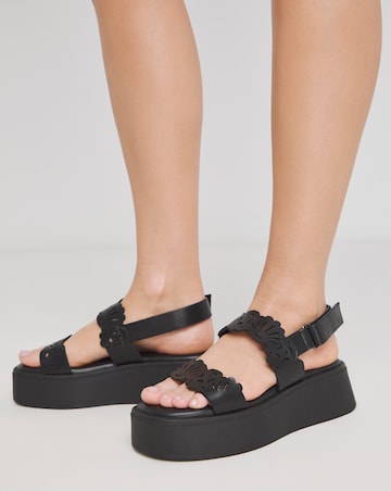 Simply Be Crystal Laser Cut Strap Flatform Sandals - Wide Fit (E)