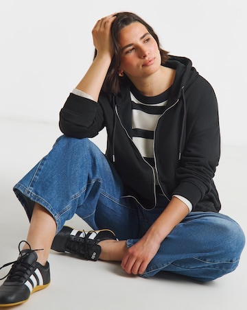 Black Core Zip Through Hoodie