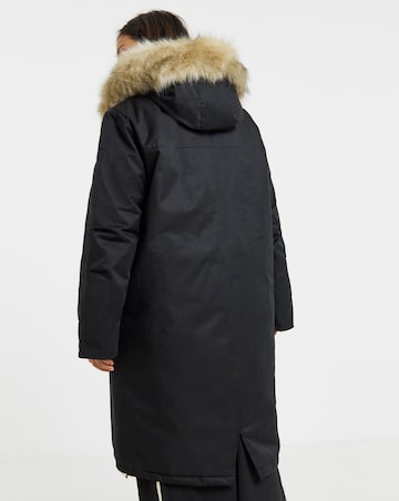Black Hooded Fur Trimmed Parka