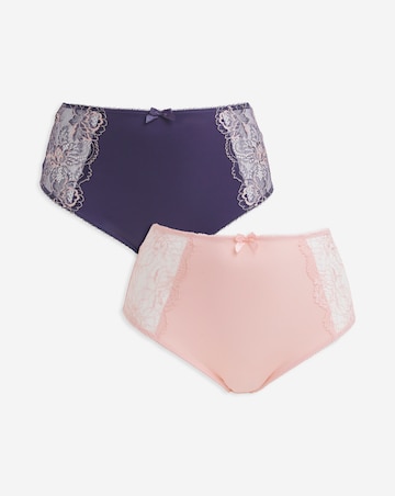 Pretty Secrets 2 Pack Ella Lace Full Brief Knickers - Navy/Pink