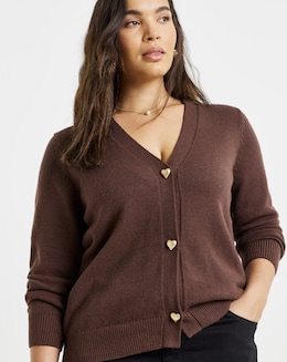 Chocolate Heart Button Cardigan