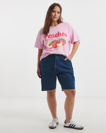 Simply Be Pink Peaches Slogan T-Shirt