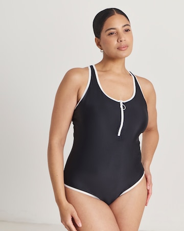 Beach To Beach Zip Front Swimsuit