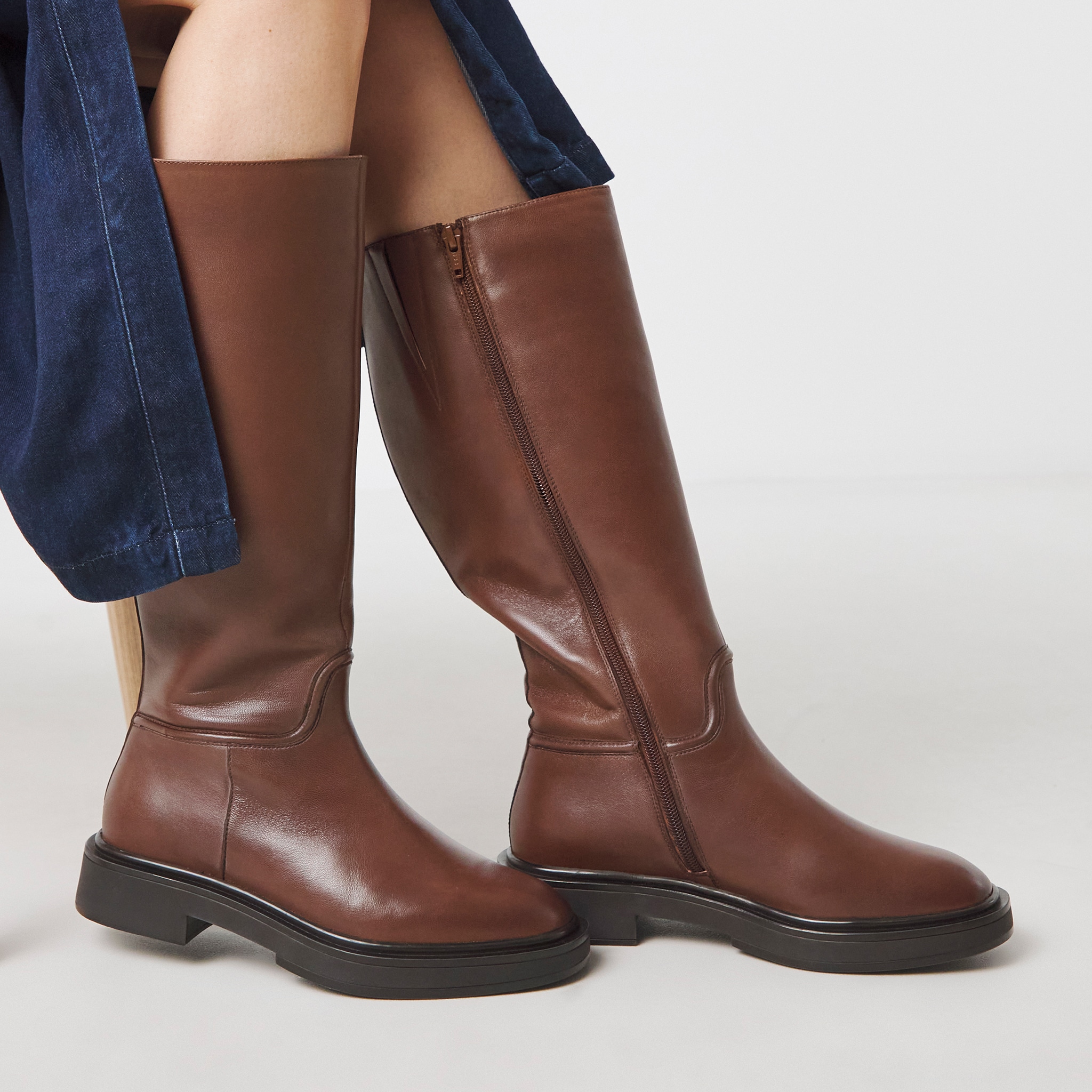 Brown leather boots