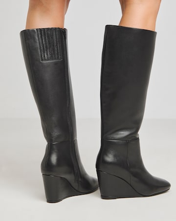 Jocelyn Leather Wedge Boots Wide E Fit Curvy Calf