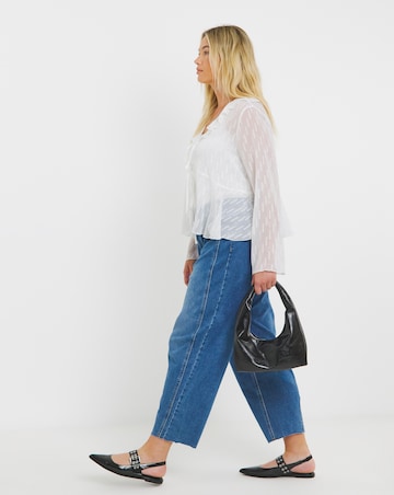 Flute Sleeve Ruffle Sheer Blouse