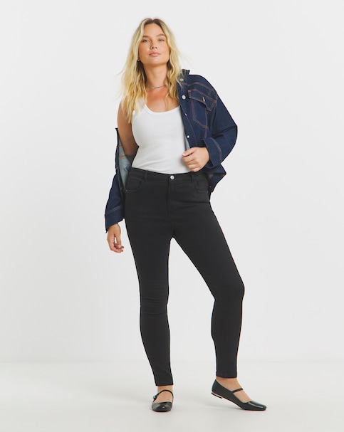 Black Fleece Lined Cosy Warm Feel Soft Stretch Skinny Jeans