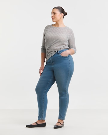 Mid Wash Highwaist Super Stretch Slim Jeans
