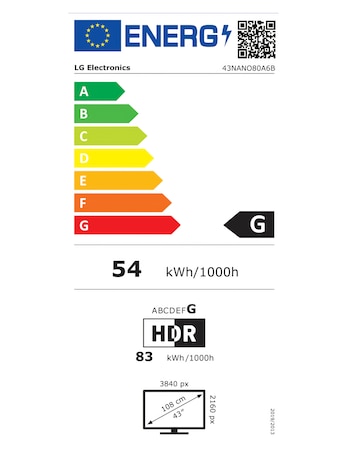 LG 43NANO80A6B 43in NanoCell AI 4K Smart TV
