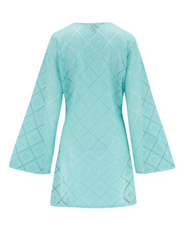 Pour Moi Crochet Lace Long Sleeve Beach Cover Up