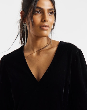 Simply Be Black Velour Godet Swing Dress