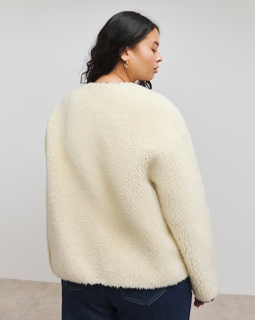 Cream Duffle Round Collar Borg Jacket