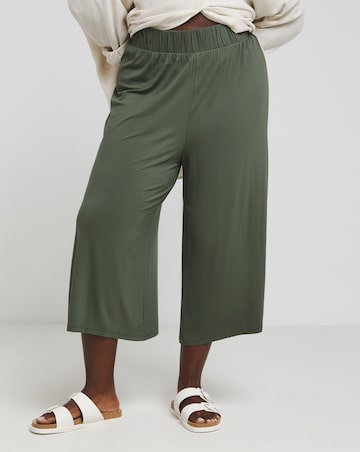 Khaki Jersey Wide Leg Culottes