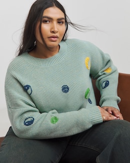 Native Youth Long Sleeve Jumper With Yin and Yang Chunky Stitching