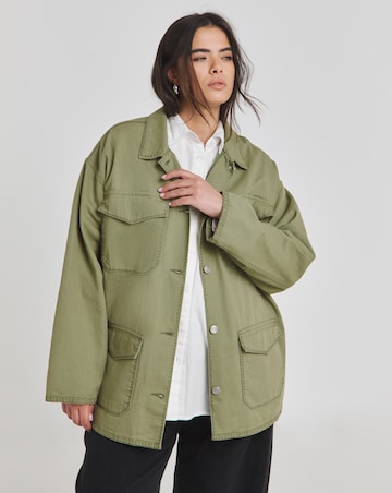 Simply Be Khaki Stitch Detail Utility Jacket