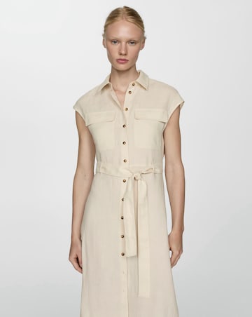 Mango Pure Linen Shirt Dress with Tie Detail | Simply Be Mango Pure Linen Shirt Dress with Tie Detail | Simply Be