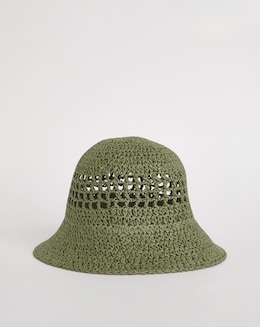 Khaki Crochet Straw Hat