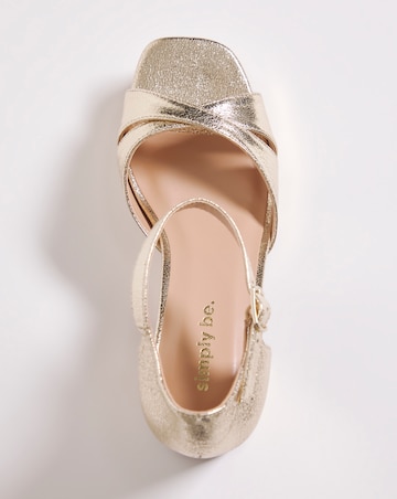 Mia Metallic Cross Front Platform Heeled Sandals Extra Wide EEE Fit