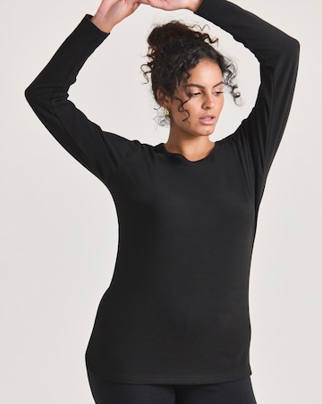 Pretty Secrets Thermal Brushed Fleece Long Sleeve Top -Black