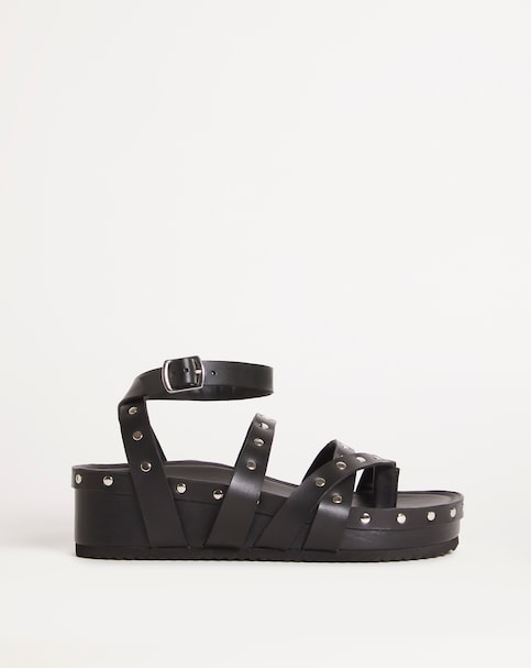 Sasha Studded Strappy Footbed Sandals - Wide Fit (E)