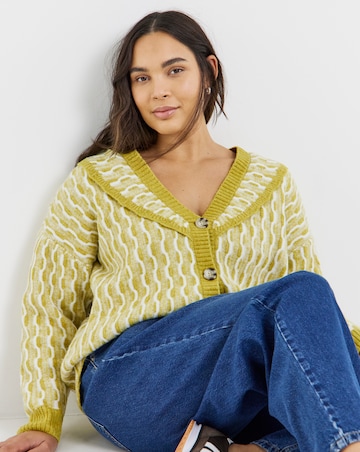 Native Youth Wave Knitted Frill Cardigan