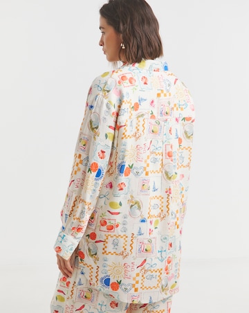 Simply Be Conversational Print Linen Blend Shirt