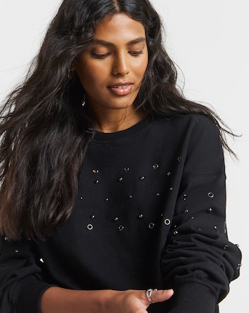 Black Stud & Eyelet Sweatshirt