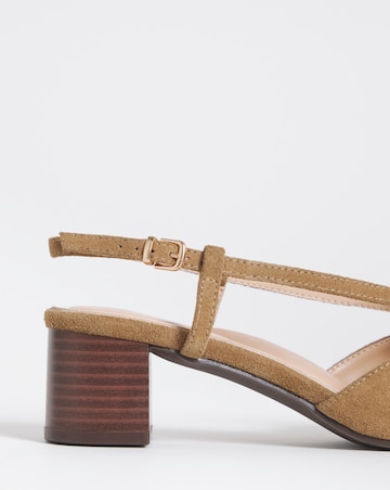 Patty Low Heel Pointed Toe Leather Slingback Shoes - Wide Fit (E)