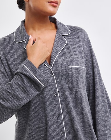 Pretty Secrets Brushed Ribbed Button Through Pyjama Set