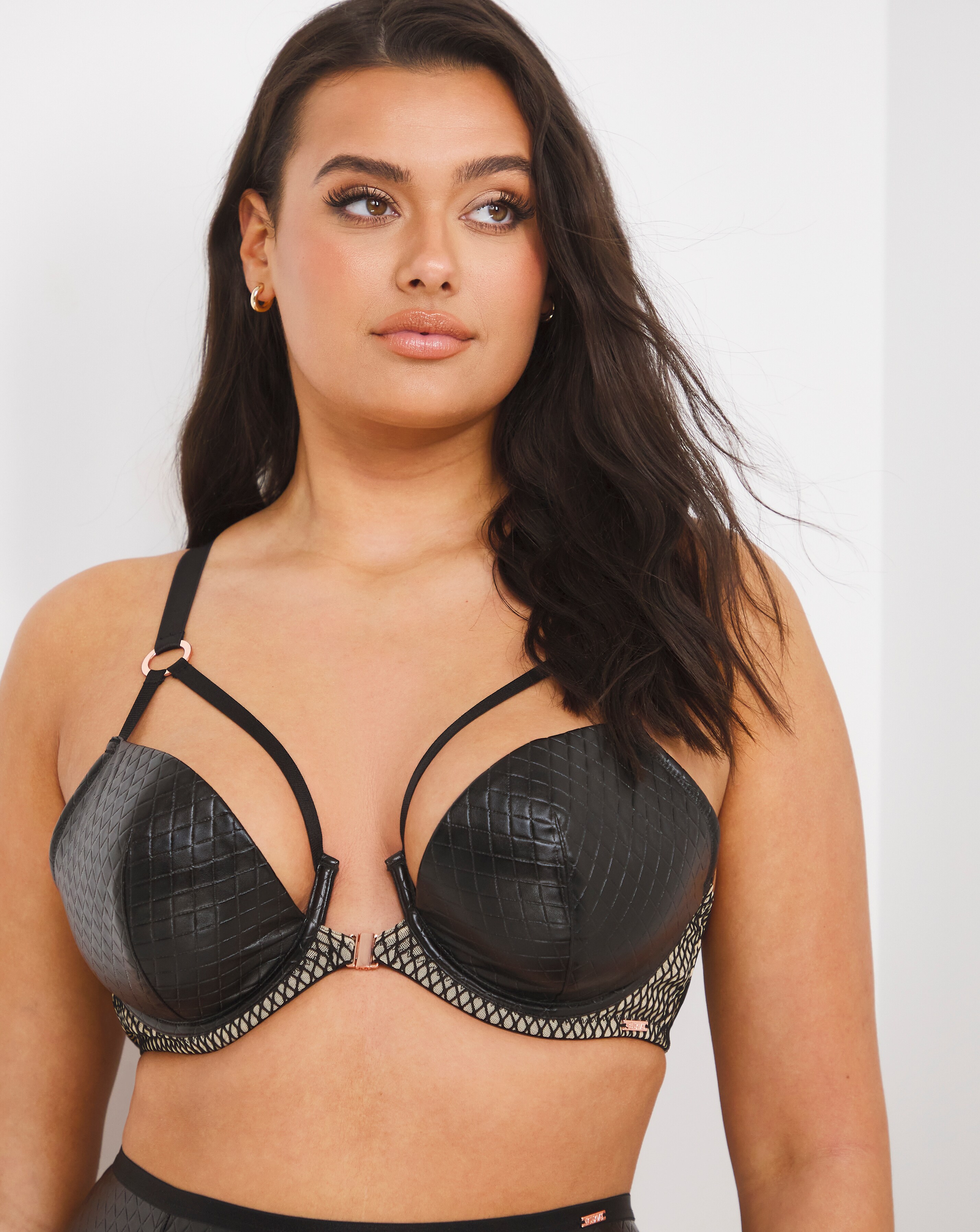 Plus size leather bra sale