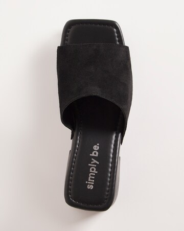 Sage Wooden Block Heeled Suede Clog Sandals Ex Wide Fit