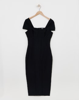 Simply Contour Black Contouring Seam Stretch Bandage Midi Dress