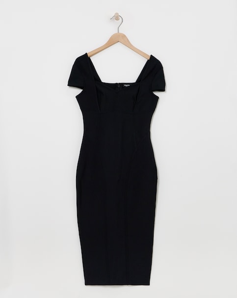 Simply Be Black Contouring Seam Stretch Bandage Midi Dress